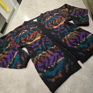 VINTAGE HUNT CLUB Women's 100% Acrylic Multi-Colors Open Front Cardigan - P/S